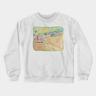 Cat Van Gogh, starry night drawing Crewneck Sweatshirt